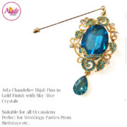 Madz Fashionz UK: Arfa Chandelier Drop Hijab Pin Hijab Jewels Stick Pins Gold Sky Blue