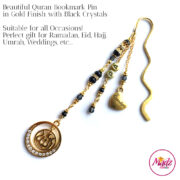 Madz Fashionz UK: Personalised Quran Bookmarks Pins Gifts in Black Crystals with Gold Finish