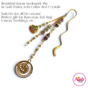 Madz Fashionz UK: Personalised Quran Bookmarks Pins Gifts in Coffee Red Crystals with Gold Finish