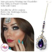 Madz Fashionz UK: Makebysanchez Delicate Crystal Maang Tikka Headpiece Gold Purple