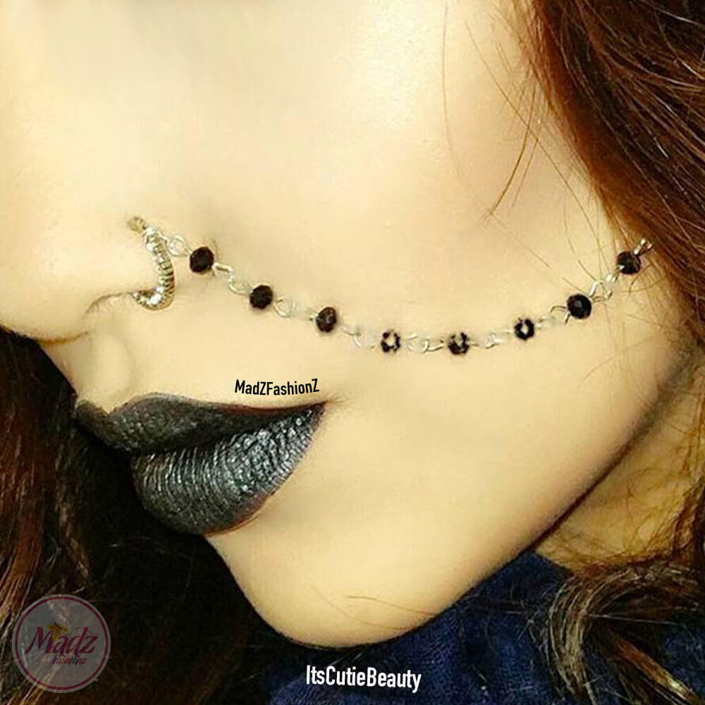 Bridal Nose Pin Indian Nose Ring Nath Nose Chain Nathini Wedding Body  Jewelry 11 | eBay