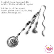 Madz Fashionz UK: Personalised Quran Bookmarks Pins Gifts in Black Crystals with Silver Finish