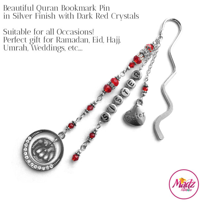Madz Fashionz UK: Personalised Quran Bookmarks Pins Gifts in Red Crystals with Silver Finish