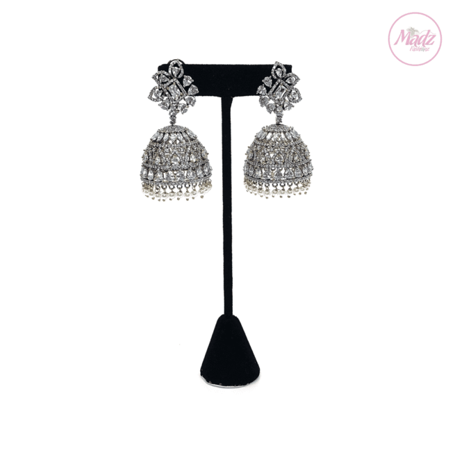 Madz Fashionz UK Lajja Jhumkas Earrings White Pakistani Jewellery Indian Jewellery Pakistani Jewellery