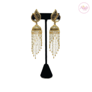 Madz Fashionz UK Kalaash Jhumkas Kundan Black Pearled Earrings Indian Jewellery Pakistani Jewellery