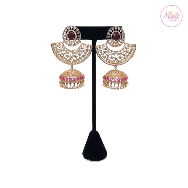 Madz Fashionz UK Maleyka Shocking Pink Jhumka Earrings Pakistani Jewellery Indian Jewellery