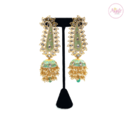 Madz Fashionz UK Pakeeza Moor Pearled Jhumkas Earrings Sea Green