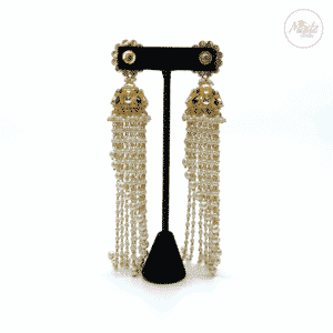 Madz Fashionz UK Nadiya Pearled Kundan Jhumkas Black Earrings Indian Jewellery Pakistani Jewellery 2