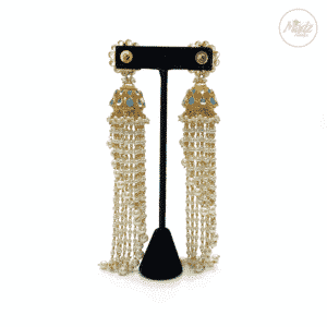 Madz Fashionz UK Nadiya Pearled Kundan Jhumkas Sky Blue Earrings Indian Jewellery Pakistani Jewellery 2