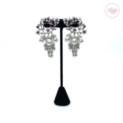 Madz Fashionz UK Leela Pearled Earrings Pink Indian Jewellery Kundan Big Jhumkas Bali
