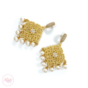 Hayat Zircon Earrings Bridal Stud Bali Pakistani Gold | Madz Fashionz UK
