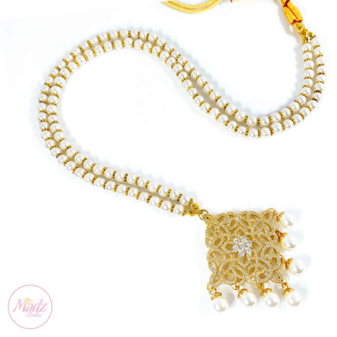 Madz Fashionz UK: Hayat Zircon Gold Pearl Long Bridal Necklace Mala