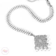 Madz Fashionz UK: Hayat Zircon Silver Pearl Long Bridal Necklace Mala