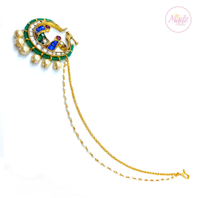 Jawaria Kundan Gold Multii-Colour Nath Nose Ring - Madz Fashionz