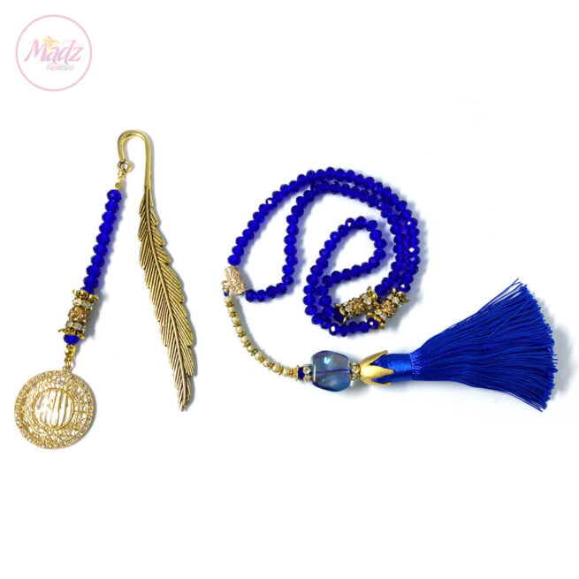 Sapphire Blue Tasbeeh 99 Beads & Quran Bookmark Islamic Gifts Set - MadZFashionZ UK