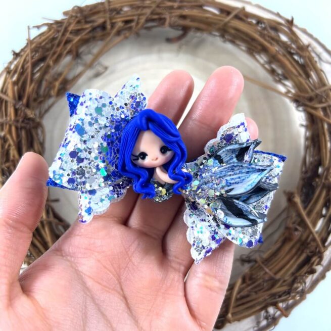 Mermaid Hair bow , Royal Blue, Silver & Emerald Green Glitter Hair Bow - MadZFashionZ UK
