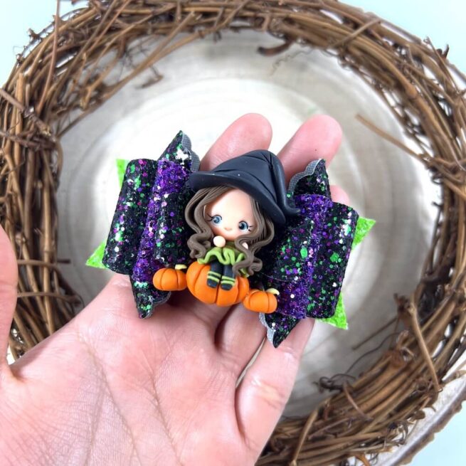 Green Witch Hair Bow , Witch Headband , Halloween Witch Clip - MadZFashionZ UK