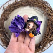 Halloween Wicked Witch Clay Center , Glitter Hair Bow , Halloween Girls Bow , Hair Clip Headband - MadZFashionZ UK