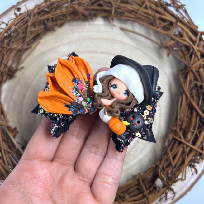 Witch Mermaid , Pumpkin & Cat Hair Bow , Witch Headband , Halloween Witch Clip - MadZFashionZ UK