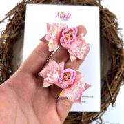 Light Pink Mermaid Hair Bow , Teeny Tiny Pigtail Set , Baby Pink Glitter Hair Bows - MadZFashionZ