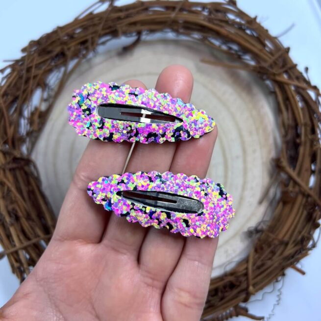 Single Bat Snap Clip , Pink Glitter Hair Clip , Halloween Hair Clip – MadZFashionZ