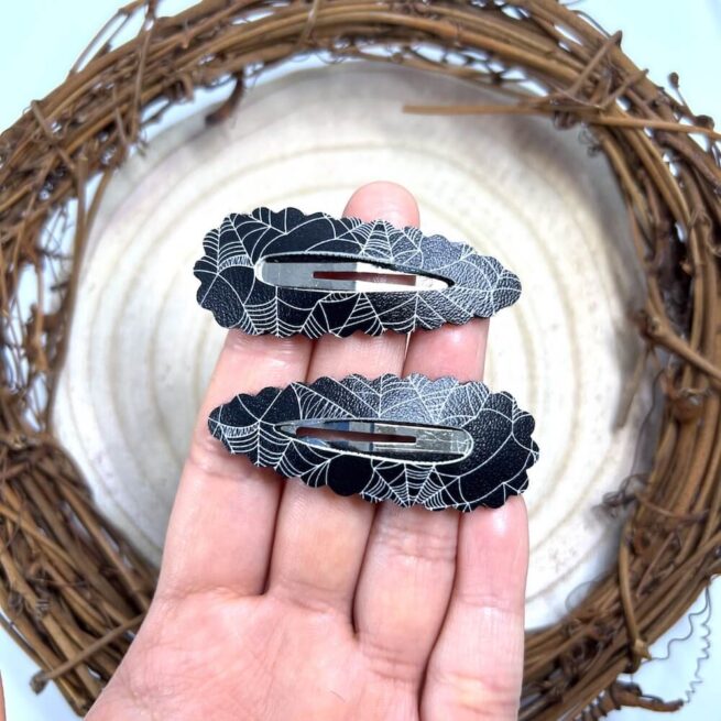 Single Spider Web Snap Clip , Black Spooky Hair Clip , Halloween Hair Clip - MadZFashionZ