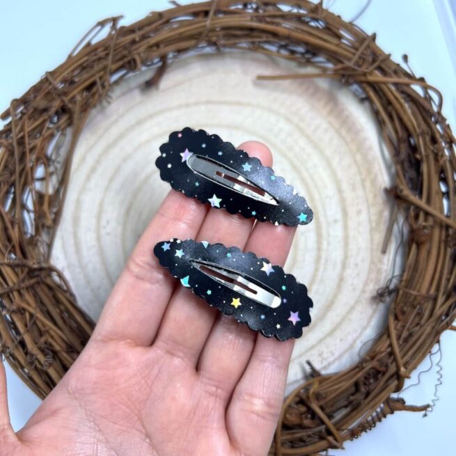 Single Star Snap Clip , Black Spooky Hair Clip , Halloween Hair Clip - MadZFashionZ