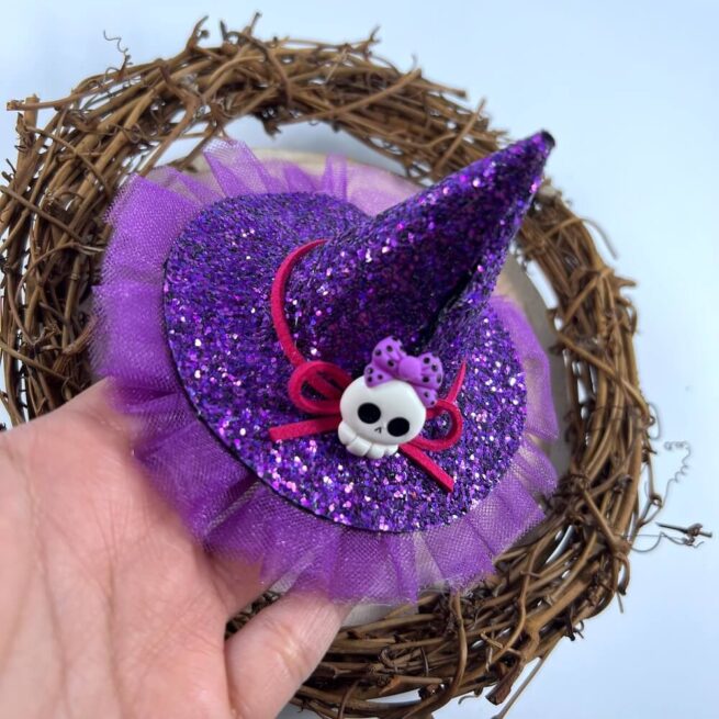 Skeleton Witch Hat , Headband , Halloween Witch Hat