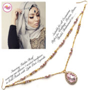 Madz Fashionz USA - Fatiha World Tear Drop Headpiece Gold and Light Pink Crystals