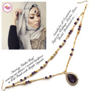 Madz Fashionz USA - Fatiha World Tear Drop Headpiece Gold and Purple Crystals