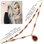 Madz Fashionz USA - Fatiha World Tear Drop Headpiece Gold and Red Crystals