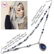 Madz Fashionz USA - Fatiha World Tear Drop Headpiece Silver and Navy Blue Crystals