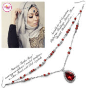 Madz Fashionz USA - Fatiha World Tear Drop Headpiece Silver and Red Crystals