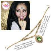 Madz Fashionz USA Fatiha World Chandelier Headpiece Matha Patti Gold and Light Green