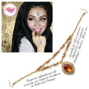 Madz Fashionz USA Fatiha World Chandelier Headpiece Matha Patti Gold and Orange