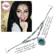 Madz Fashionz USA Fatiha World Chandelier Headpiece Matha Patti Silver and Light Blue