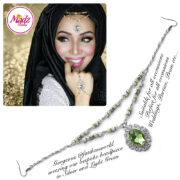 Madz Fashionz USA Fatiha World Chandelier Headpiece Matha Patti Silver and Light Green