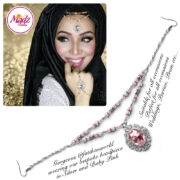 Madz Fashionz USA Fatiha World Chandelier Headpiece Matha Patti Silver and Light Pink