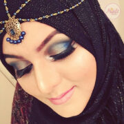 Antique Gold Blue Head Piece , Bridal Hair Jewelry , Madiha prom hair accessories , wedding jewelry , matha patti , Hijab tikka