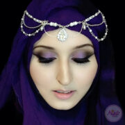 silver matha patti, indian hair jewelry , forehead jewelry , hijab jewels , Prom hair accessories , modest head wear , huda beauty headpiece