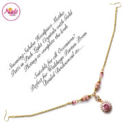 Madz Fashionz USA: Sahiba Crystal Headpiece Matha Patti Maang Tikka Gold Light Pink