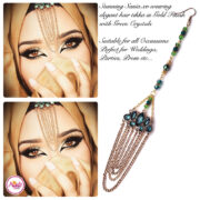 Madz Fashionz USA: Sania.XO Crystallised Maang Tikka Gold Green