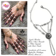 Madz Fashionz USA: Hennabyang Kundan Bridal Hand Chain, Bracelet White Silver Stones