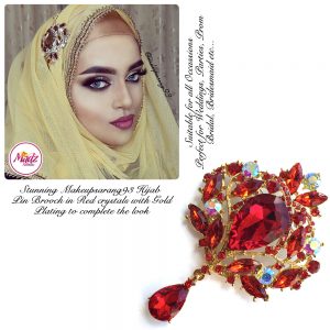 Madz Fashionz USA: Makeupsarang93 Elegant Brooch Hijab Pin Gold Red