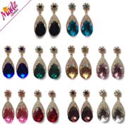 Statement Stud Tear Drop Crystallized Modest Earrings Black Blue Green Champagne Pink Red Purple White Customised Asian, Ethnic Indian Jewellery. Including bridal engagement necklaces, earrings, rings hair pieces.