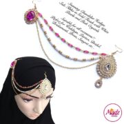 Madz Fashionz USA: Hadiya Gold Pink White Pearl Side Tikka Headpiece