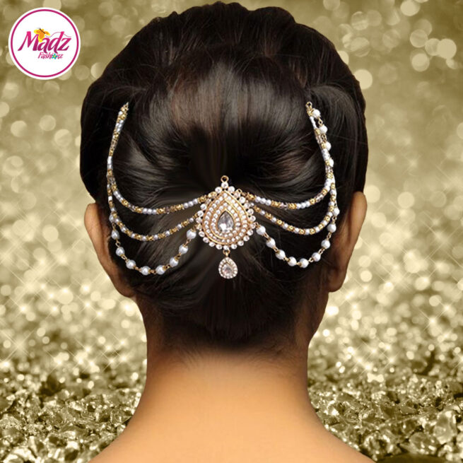 Madz Fashionz USA: Mehrani Bridal Hair Bun Headpiece Jodha Gold Juda White Joora 2