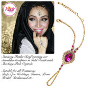 Madz Fashionz USA Fatiha World Chandelier Handpiece Slave Bracelet Gold and Shocking Pink