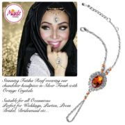 Madz Fashionz USA Fatiha World Chandelier Handpiece Slave Bracelet Silver and Orange