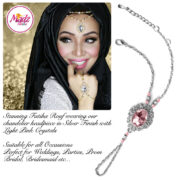Madz Fashionz USA Fatiha World Chandelier Handpiece Slave Bracelet Silver and Light Pink